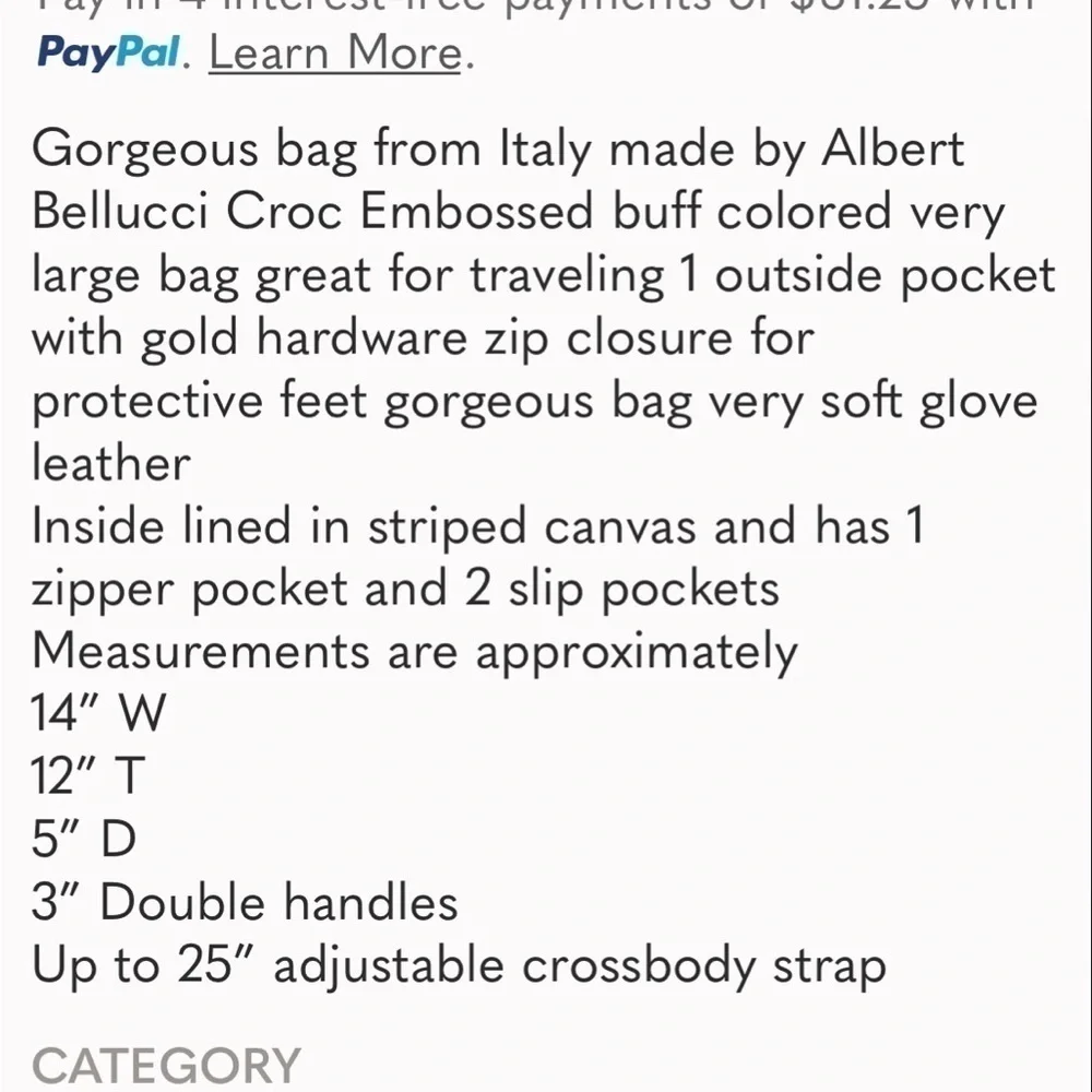 Albert Bellucci Genuine Croc embossed leather
